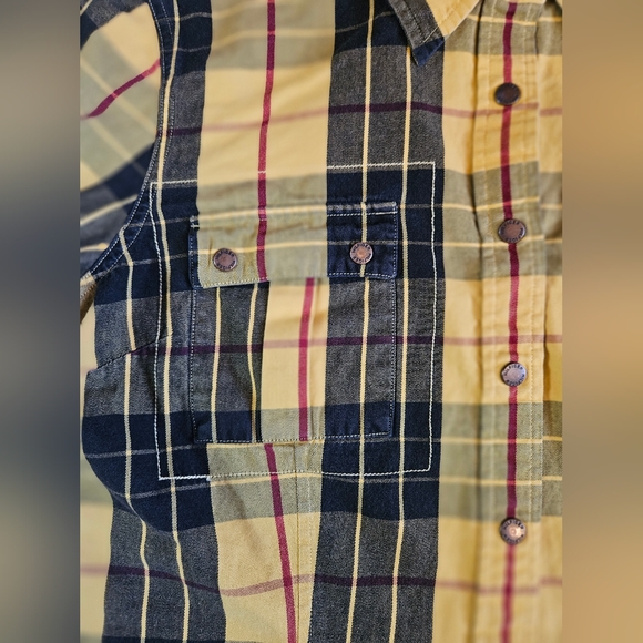 Vtg Tommy Hilfiger Womens Yellow Plaid Long Sleeve Button Up Shirt Size Large - Picture 3 of 10